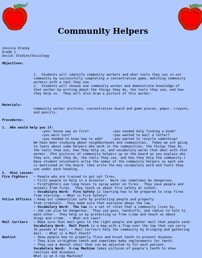 Community Helpers Lesson Plan