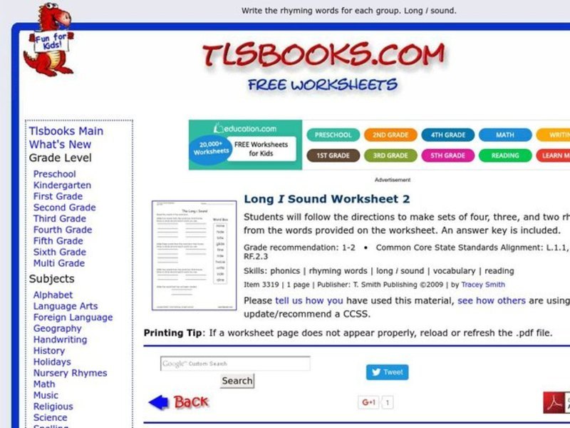 The Long I Sound Worksheet