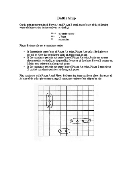 Battle Ship Worksheet
