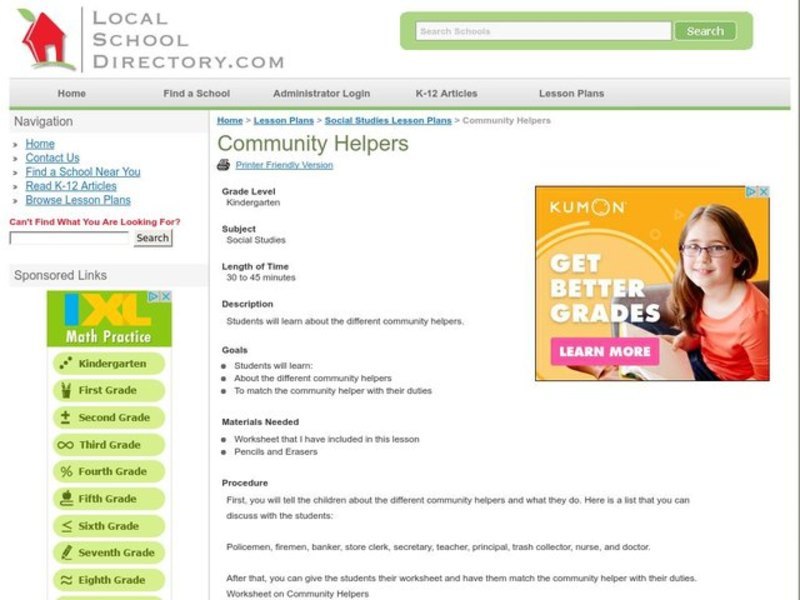 Community Helpers Lesson Plan