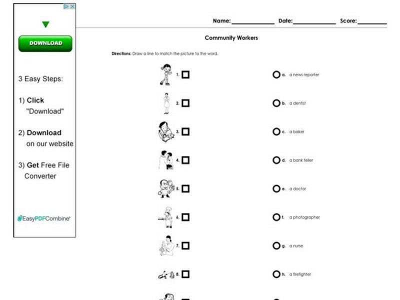 Community Workers Worksheet