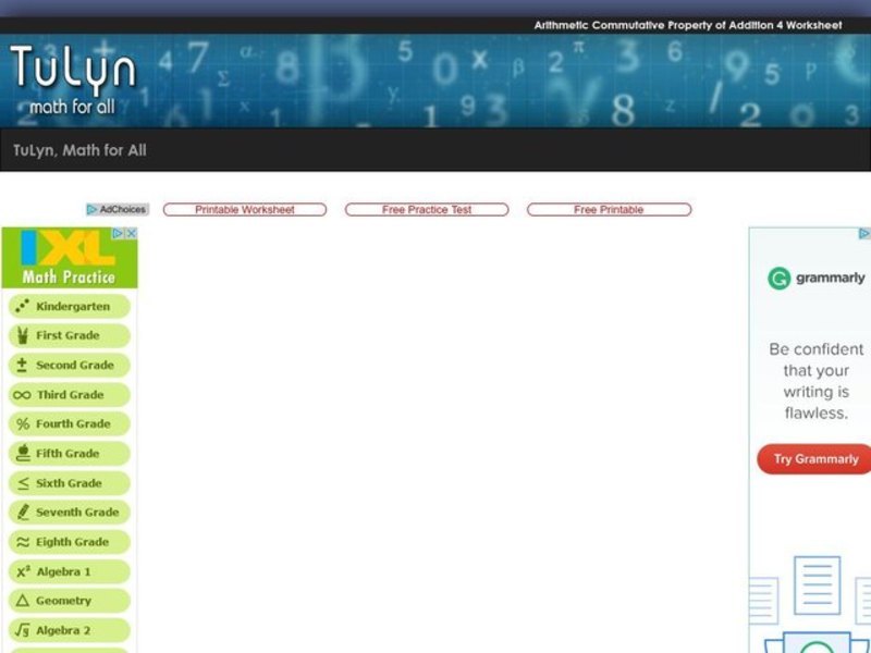 Commutative Property of Addition Worksheet