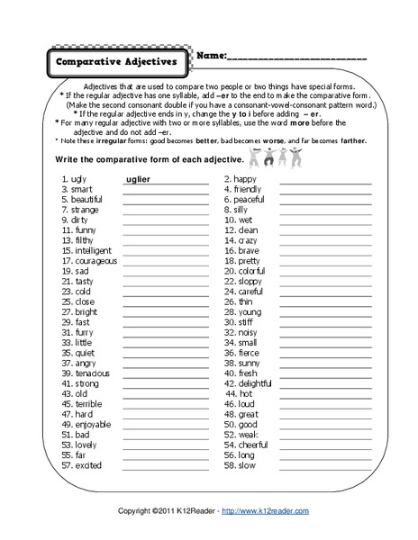 Comparative Adjectives Worksheet