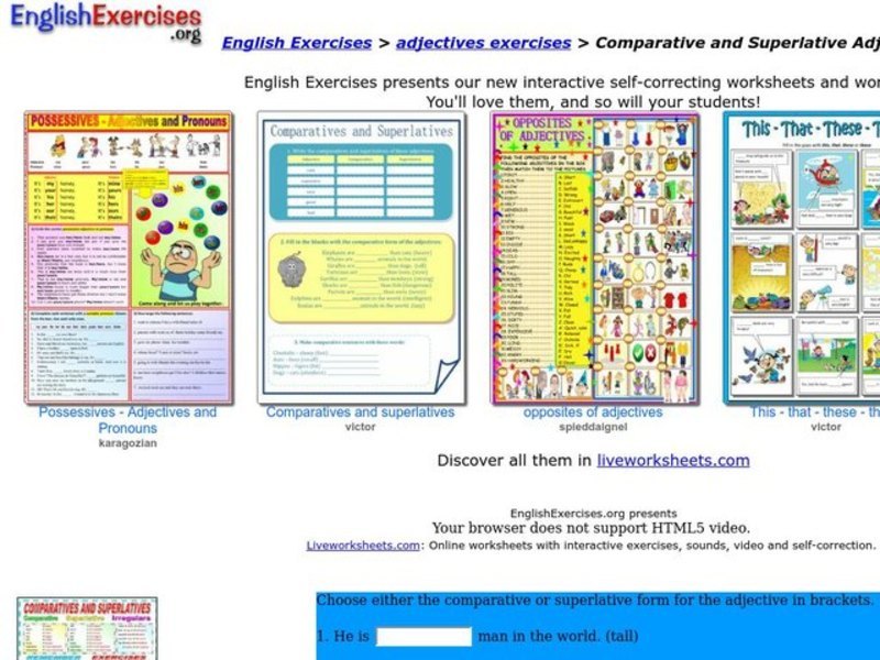 Comparative and Superlative Adjectives Interactive