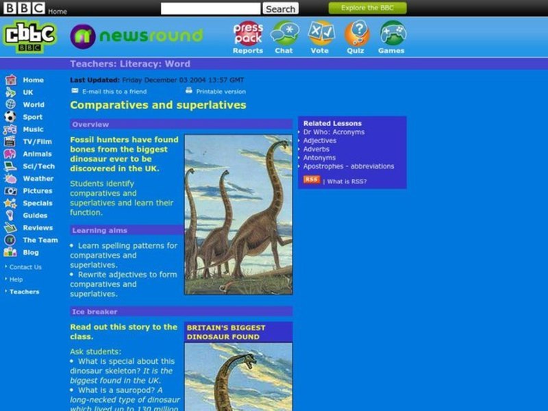 Comparatives and superlatives Lesson Plan