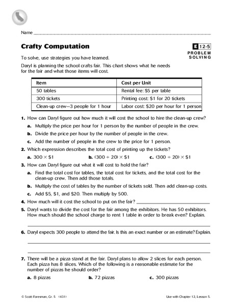 Crafty Computation Worksheet