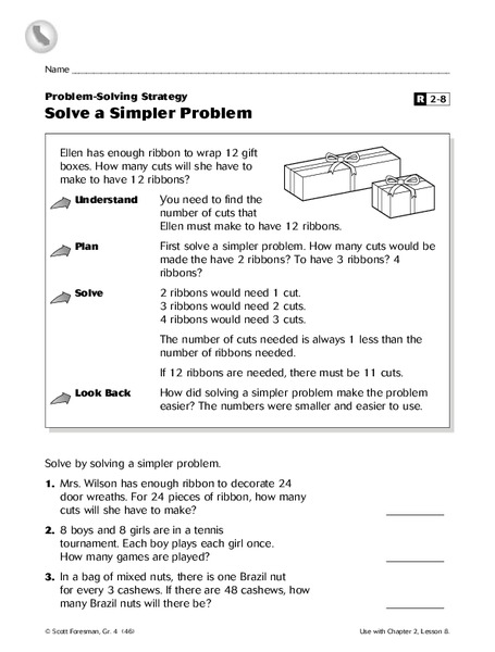 Solve a Simpler Problem Worksheet