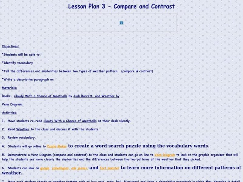 Compare and Contrast Lesson Plan