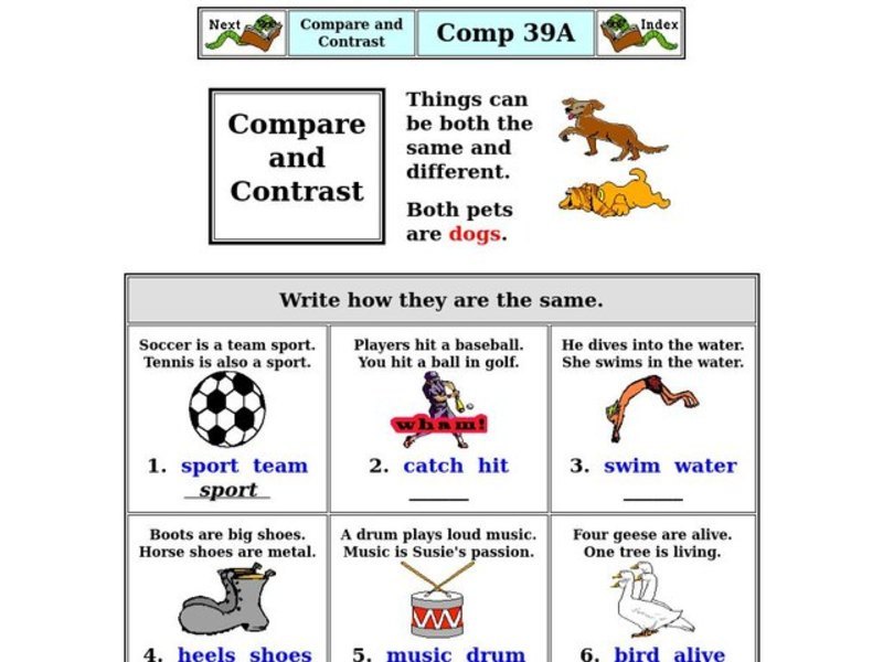 Compare and Contrast Worksheet