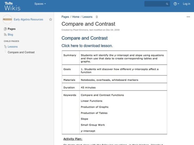 Compare and Contrast Lesson Plan
