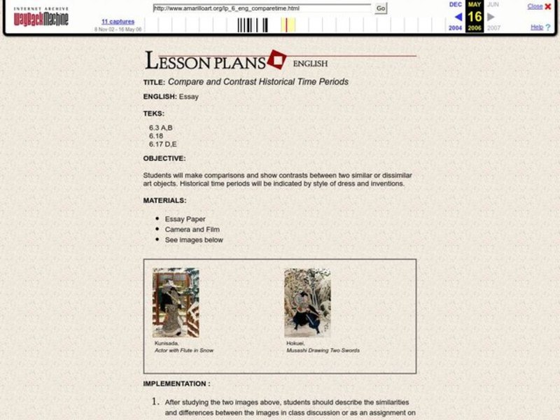 Compare and Contrast Historical Time Periods Lesson Plan