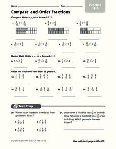 Compare and Order Fractions Worksheet