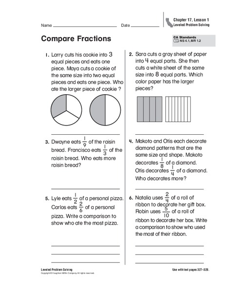 Compare Fractions Worksheet