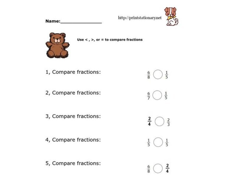 Compare Fractions Worksheet