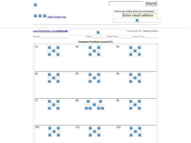 Compare Fractions Worksheet