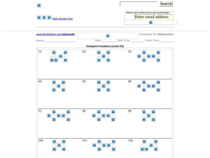 Compare Fractions Worksheet