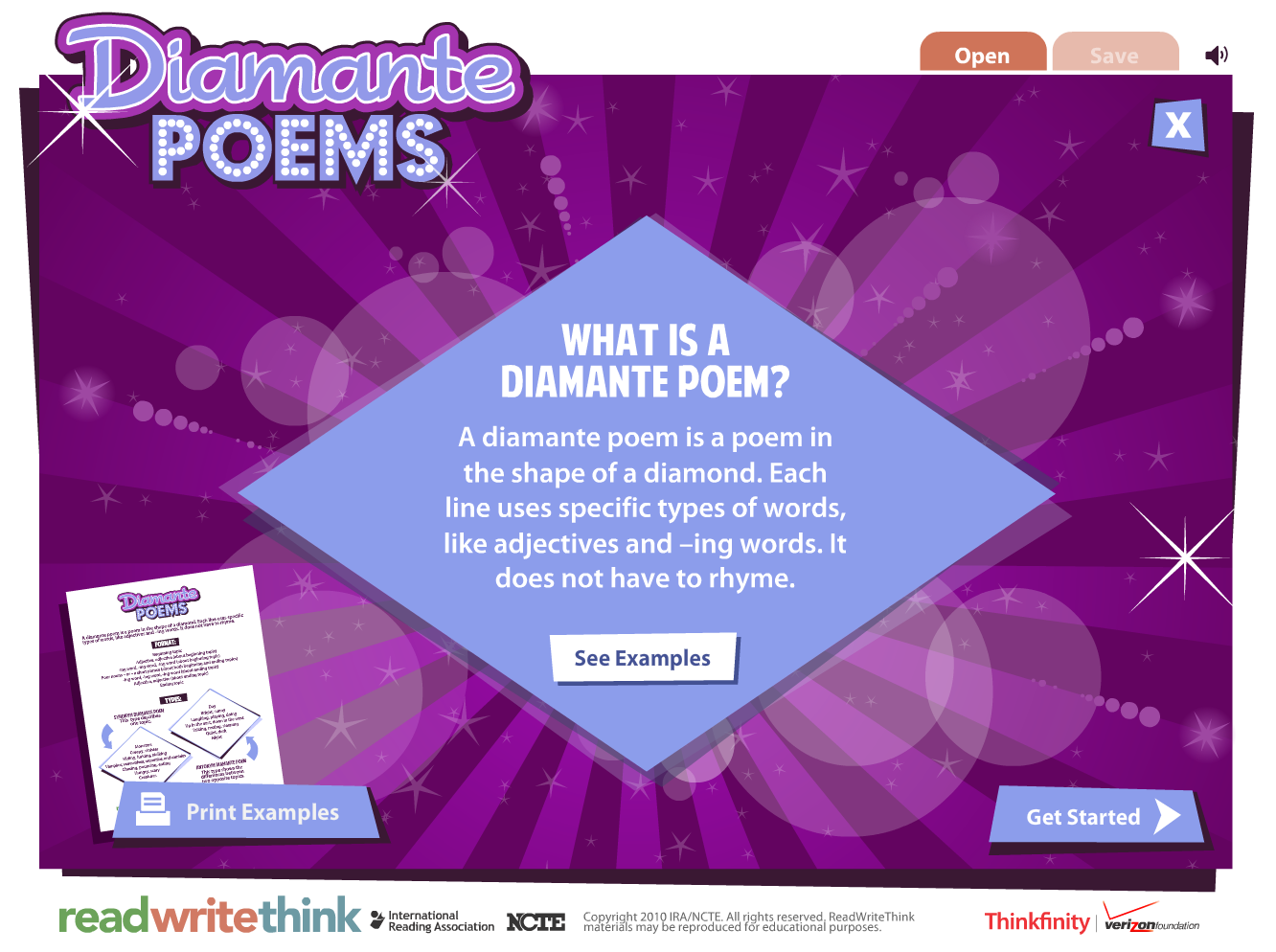 Diamante Poems Interactive