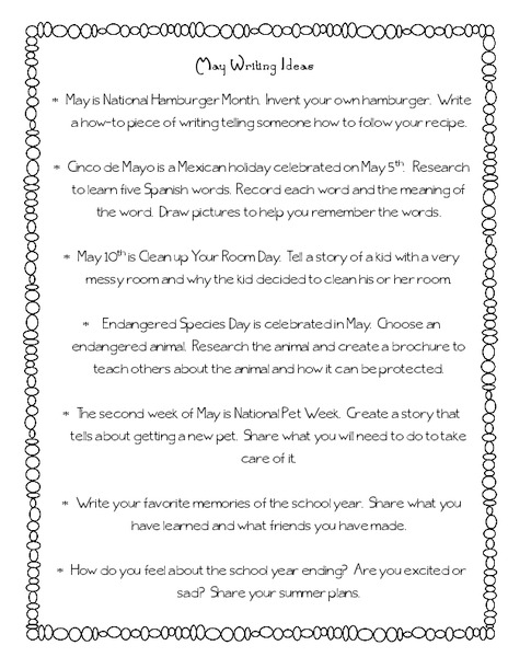 May Writing Ideas Writing