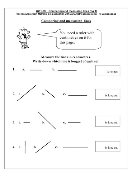 Comparing and Measuring Lines Worksheet