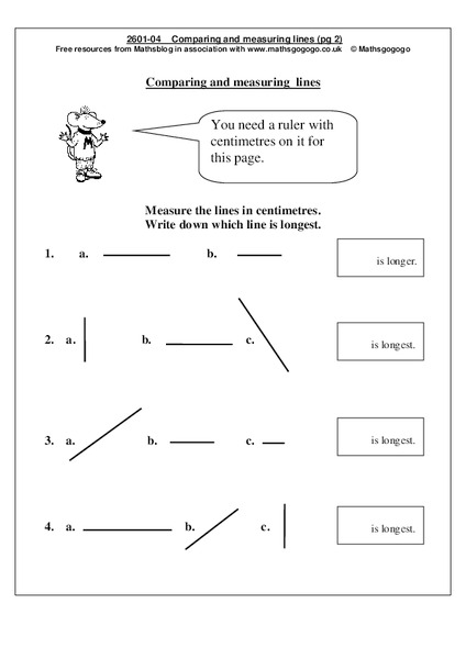 Comparing and Measuring Lines Worksheet