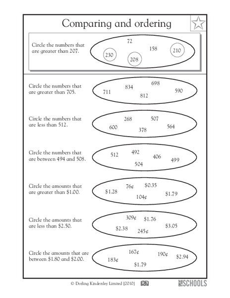 Comparing and Ordering Worksheet
