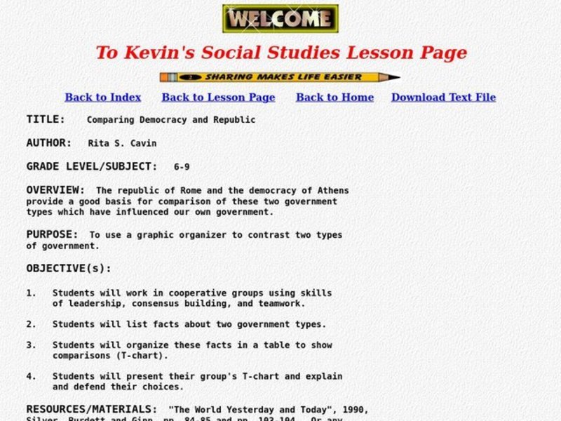 Comparing Democracy and Republic Lesson Plan