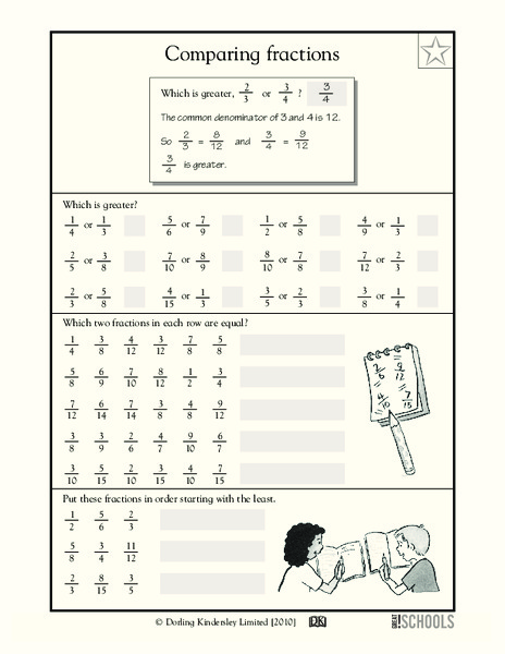 Comparing Fractions Worksheet