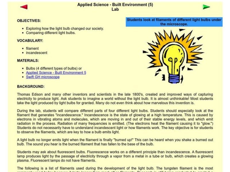 Comparing Light Bulbs Lesson Plan