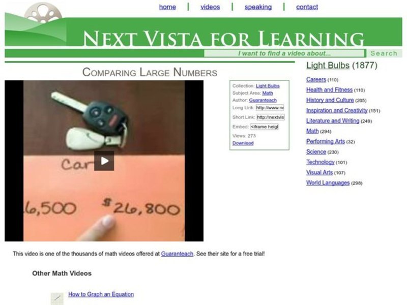 Comparing Large Numbers Instructional Video