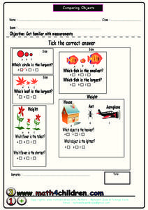 Comparing Objects Worksheet