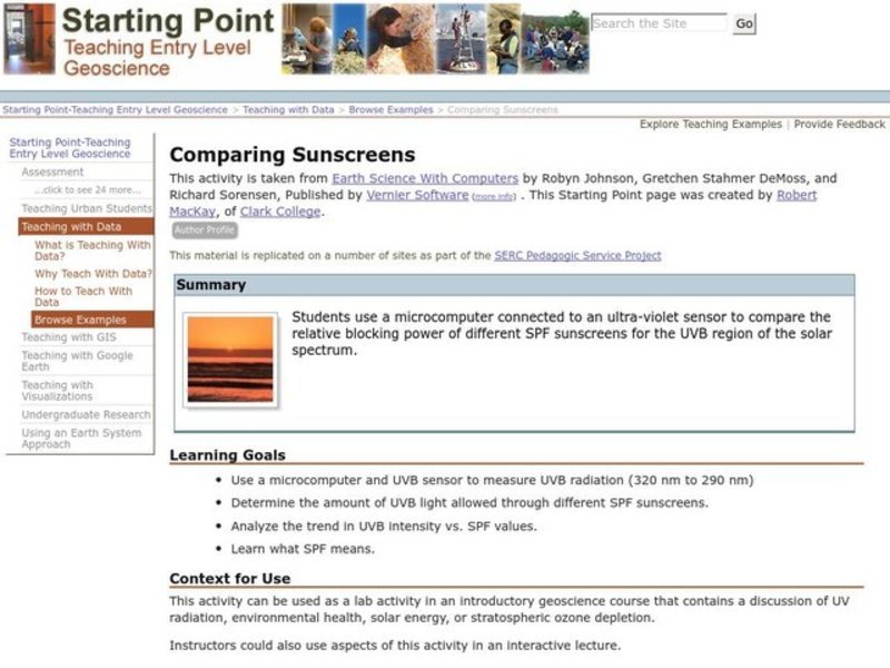Comparing Sunscreens Lesson Plan