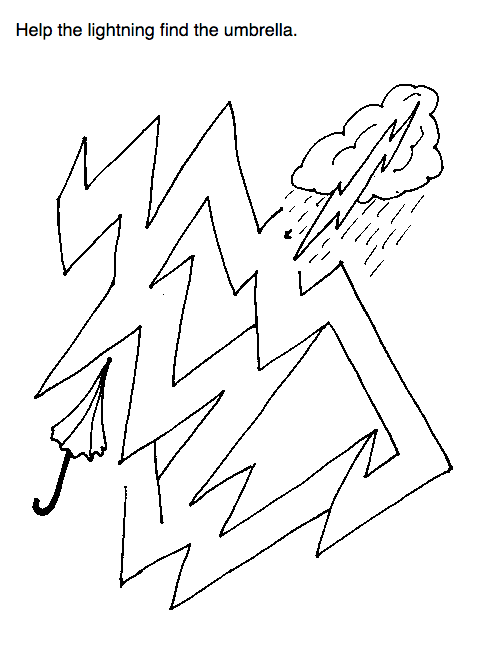 Help the Lightning Find the Umbrella Maze Worksheet