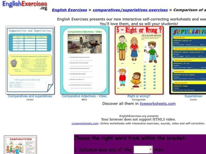Comparison of Adjectives Interactive