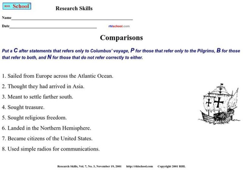 Comparisons Worksheet