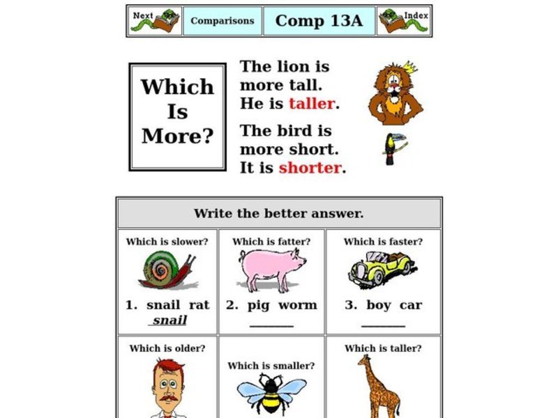 Comparisons Worksheet