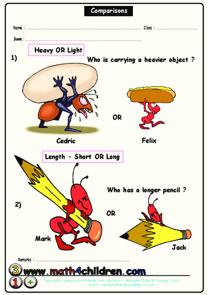 Comparisons Worksheet