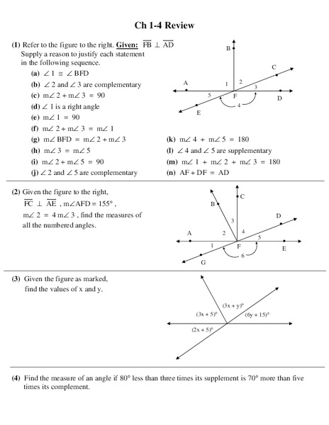 Complementary and Supplementary Angles Worksheet