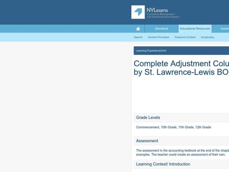 Complete Adjustment Column of a Worksheet Lesson Plan