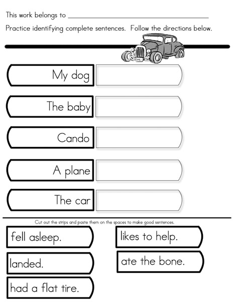 Complete Sentences Worksheet