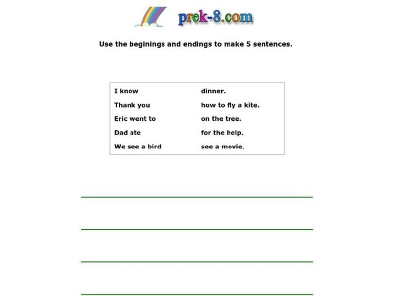 Complete Sentences Worksheet