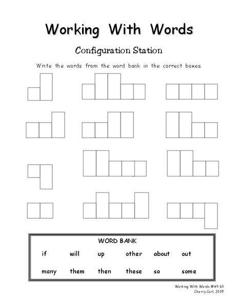Working With Words: Configuration Station Worksheet