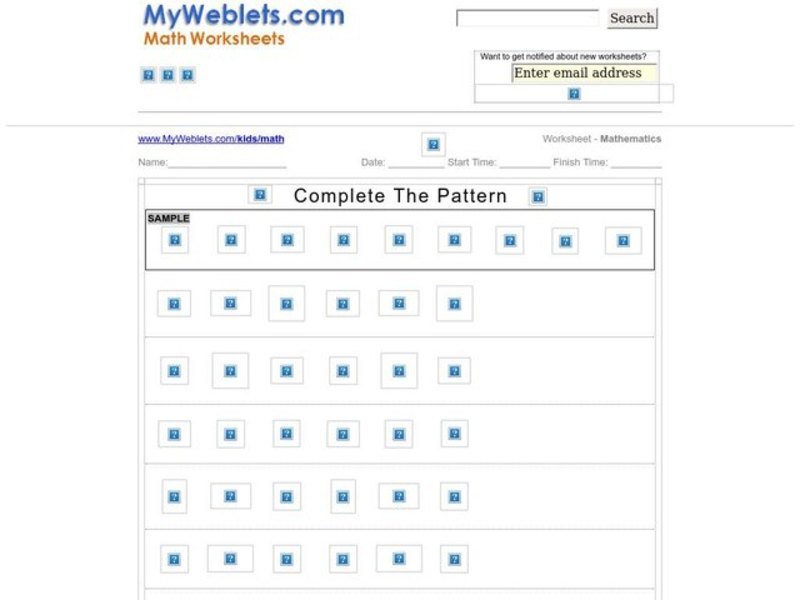 Complete The Pattern Worksheet
