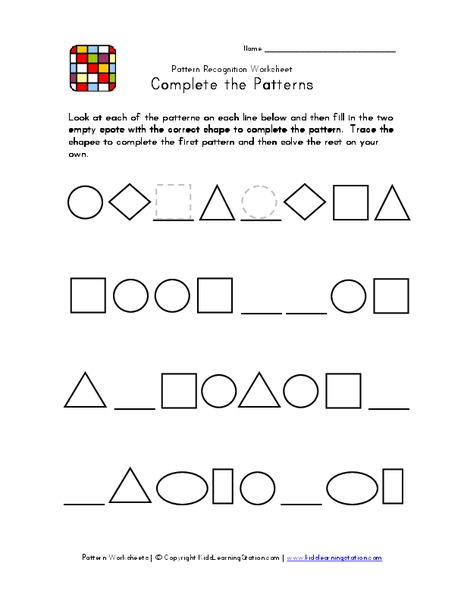 Complete the Patterns Worksheet