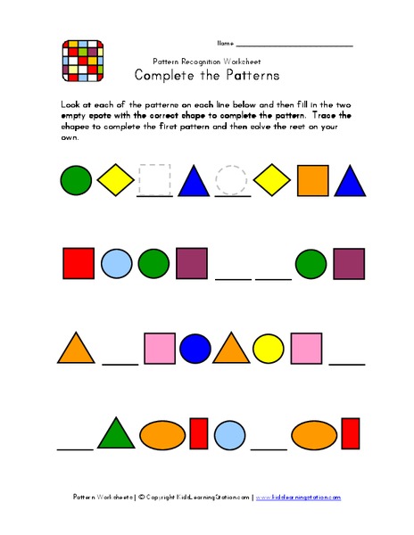 Complete The Patterns Worksheet