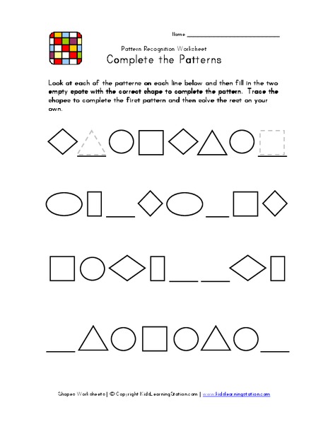 Complete the Patterns Worksheet