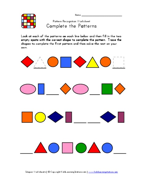 Complete the Patterns Worksheet