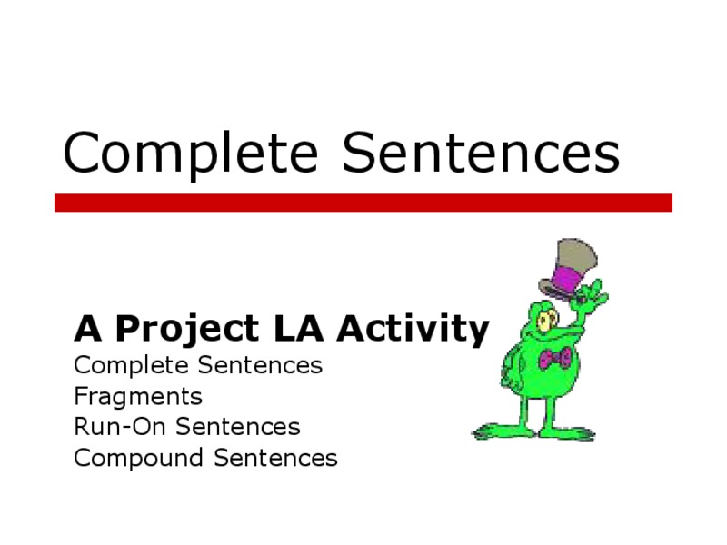 Complete Sentences PPT