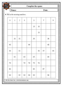 Complete the Square Worksheet