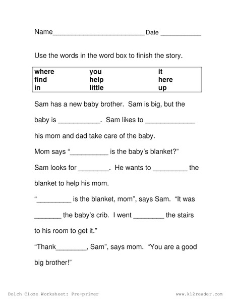 Complete the Story Worksheet