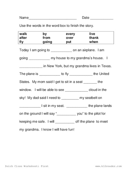 Complete the Story Worksheet